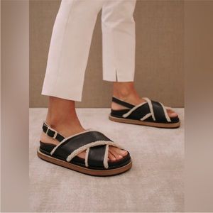 Black and Cream Women's Sandals
